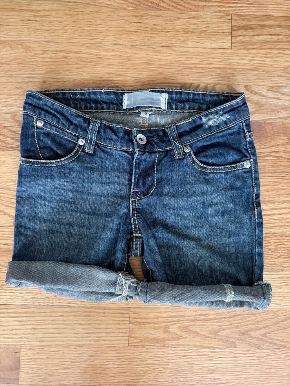 Paper Denim & Cloth Dark Blue Rolled Cuff Jean Shorts